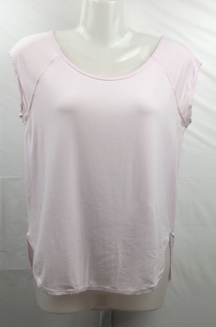 Zella Top Women XS Light Pink Cotton Stretch Cap Sleeve Round Hem Activewear Tee